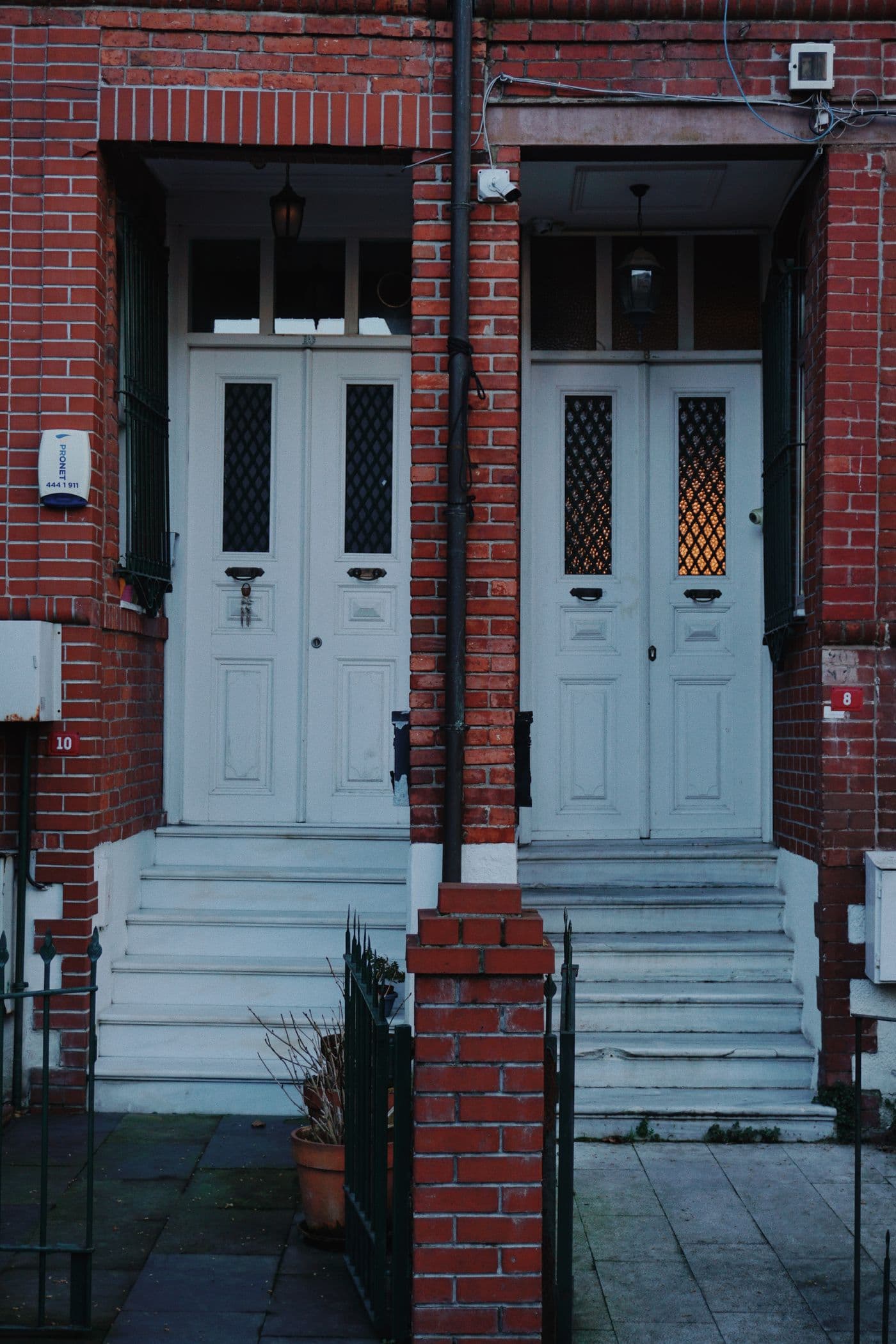 Brick duplex with two front doors